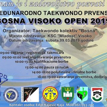 TKD ”Bosna” Visoko organizuje međunarodno prvenstvo “BOSNA VISOKO OPEN 2019”