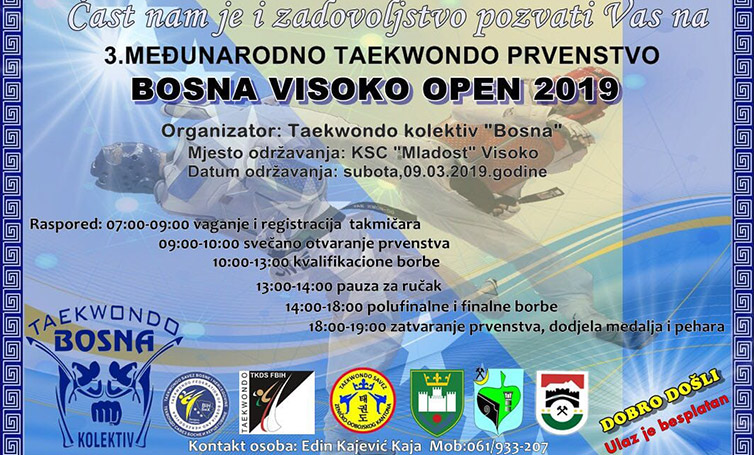 TKD ”Bosna” Visoko organizuje međunarodno prvenstvo “BOSNA VISOKO OPEN 2019”