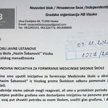 Nezavisni blok Visoko – PONOVNA INICIJATIVA SA POTPISIMA PETICIJE za formiranje srednje Medicinske škole