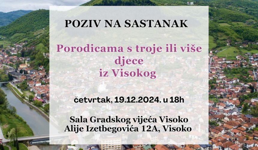 Poziv za porodice sa troje ili više djece iz Visokog